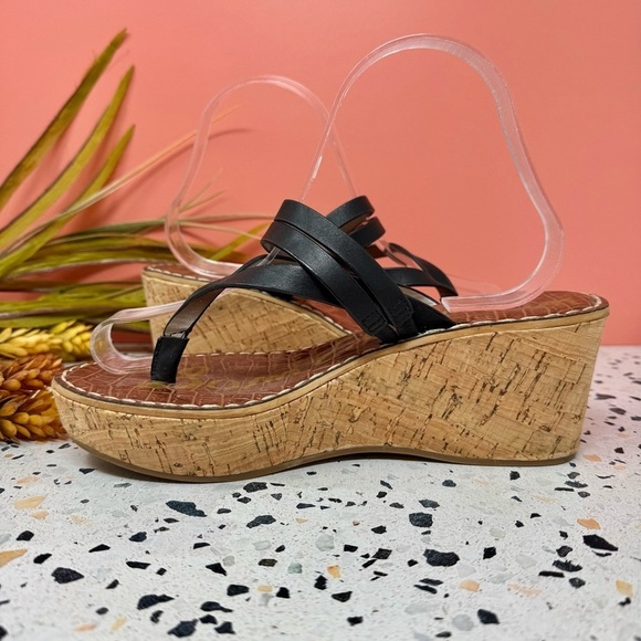 Sam Edelman Rasha Black Strappy Women’s Wedge Cork Women’s Sandals Sz 8 - Picture 6 of 10